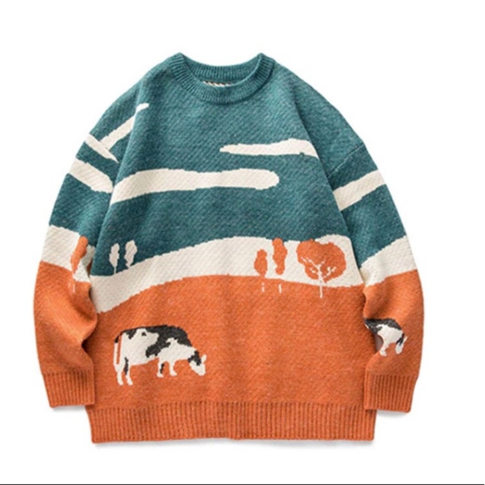 Vintage Cow Sweater | Multiple Colors | HIGH QUALITY | Size Up Recommended